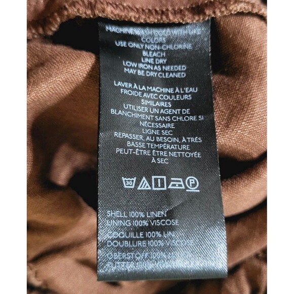 Anthropologie Somerset Linen Shorts in Cocoa Brown L Beachy Smocked New MSRP $98 - Picture 11 of 13